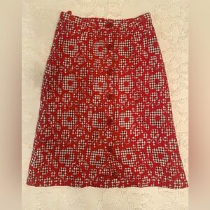 VINTAGE RED FLORAL PRINT PENCIL SKIRT